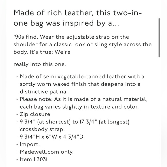 Madewell leather bag - Picture 2 of 6